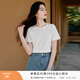 香影藍色t恤女短袖2025夏季新款棉質(zhì)圓領(lǐng)正肩波西米亞度假風(fēng)上衣 白色 L 165/88A/110-125斤