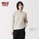 MUJI女式華夫格編織圓領(lǐng)長(cháng)袖T恤上衣女裝打底衫26年春季 BB2TVA6S 燕麥色 S （155/80A）