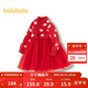 巴拉巴拉女童連衣裙新中式提花2025春新款網(wǎng)紗裙【商場(chǎng)同款】201125111015