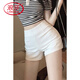 浪莎白色下半身失蹤打底西裝短褲女高腰顯瘦a字夏季薄款緊身辣妹熱褲 白色 M