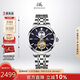 上海（SHANGHAI）手表男款 男士自動(dòng)機械表 國民系列 日月星辰露擺 黑盤(pán)銀鋼帶6009