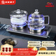 友家鋪子（Biooner）全自動(dòng)底部雙上水電熱燒水壺玻璃燒水器家用辦公茶臺茶桌一體嵌入式電茶爐茶具套裝 輕奢銀清潔款