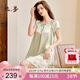 絲界重磅真絲睡裙女100%桑蠶絲寬松短袖公主裙睡衣手工繡花家居服禮物