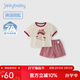 JELLYBABY[7A抗菌]女童夏天套裝寶寶圓領(lǐng)女孩上衣小童甜美夏裝兒童短袖長(cháng)褲 紅色 【7A抗菌】 100 CM