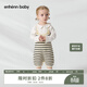 enhennbaby嬰兒條紋挑孔背帶褲2025秋季新款寶寶爬服純棉連體衣 黑白條紋 80 cm