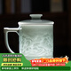 金鑲玉景德鎮茶杯名師手工雕刻影青陶帶過(guò)濾老板辦公杯 錦繡中華