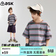 ASK JUNIOR兒童短袖T恤夏季中大童羅紋圓領(lǐng)半袖體恤青少年男童條紋撞色 條紋