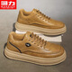 回力（Warrior）男鞋皮面板鞋男款2026春季新款透氣軟底休閑鞋百搭皮鞋子男士 土黃 40