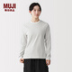 MUJI 女式雙羅紋編織圓領(lǐng)長(cháng)袖T恤上衣打底衫內搭26年春季女裝女款 米白色條紋 S (155/80A)