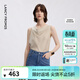 朗姿【高智衣櫥】朗姿25法式雙色蕩領(lǐng)緞面背心夏季新款無(wú)袖法式上衣女 蛋黃白色 M