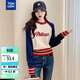 唐獅（TonLion）2025秋冬美式校園風(fēng)字母短款女圓領(lǐng)套頭毛衣