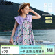 ASK JUNIOR滿(mǎn)印花朵公主裙女童夏時(shí)髦蝴蝶結領(lǐng)時(shí)尚潮流兒童裙子 紫色 130