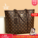 袋鼠卡拉2026春季新款百搭女士托特包女通勤大容量包包軟皮女包斜挎手提包 棕色（禮盒+手包+卡包）