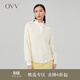 OVV秋冬熱賣(mài)女裝保暖羊絨可脫卸翻領(lǐng)休閑優(yōu)雅長(cháng)袖針織衫 米白（凈色）A6 M
