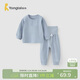 童泰（TONGTAI）寶寶內衣套裝春秋季男女童家居服上衣高腰褲子睡衣坑條藍色90cm