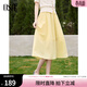 歐莎（OSA）輕薄高腰半身裙女夏季新款遮肉顯瘦垂感A字仙女裙旅游穿搭 黃色 XL