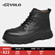VOLO犀牛馬丁靴男款2025冬季新款真皮厚底增高男士休閑復古大黃靴 黑色 40