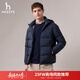 哈吉斯（HAZZYS）男裝 冬季男外套立領(lǐng)絎縫【鵝絨】羽絨服男ASFZU0CDU50 藏青色NV M （170/92A 46）