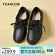 意爾康女鞋樂(lè )福鞋軟底系帶秋季媽媽鞋平底單鞋護士鞋 26461W 黑色 37