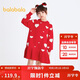 巴拉巴拉女童連衣裙兒童裙子秋裝款新年季中大童荷葉邊保暖拜年服