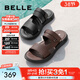 百麗（Belle）日常皮涼鞋男款商場(chǎng)同款牛皮真皮沙灘涼鞋7YG01BL3 棕色 40 (250mm)