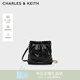 CHARLES&KEITH迷你菱格流浪包單肩斜挎雙肩包包女包生日女神節禮物CK2-60782390 【S號】Black黑色 S