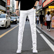 ZOCNA牛仔褲夏季男士新款長(cháng)褲潮流休閑小腳百搭韓版修身彈力褲子 白色 30 腰圍2尺3/推薦115-125斤
