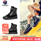 AU&MU【5折清倉】冬季雪地靴羊毛馬丁靴短筒女靴加絨保暖戶(hù)外女士棉鞋 黑色 【羊毛保暖】263 37
