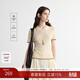 MSLAN復古撞色翻領(lǐng)針織衫2026夏季新款慵懶顯瘦POLO領(lǐng)短袖套頭上衣 奶油黃 S
