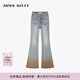 MISS SIXTY2025秋季新款牛仔褲女復古V型高腰超模褲喇叭褲小黑褲修身顯瘦 復古中藍-短版(25秋) 26