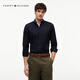 Tommy Hilfiger【彈力牛津紡】26春夏男裝休閑易打理透氣輕量純色條紋襯衫 【牛津紡微彈襯衫】-深藍色FAP XL （推薦：165-180斤）