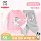 巴布豆兒童套裝春秋寶寶衣服中小童可愛(ài)童趣假兩件上衣女童休閑兩件套 粉 彩虹巴布+灰 巴布粉爪X 100