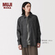 MUJI 男式 牛仔 襯衫 男士長(cháng)袖襯衣純棉男裝 2026春季 黑色 XL （180/104A）