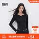 森馬（Semir）長(cháng)袖T恤女春季短款純色正肩木耳邊花邊內搭緊身上衣101125101009
