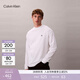 Calvin KleinJeans春秋男士休閑通勤ck刺繡純棉寬松純色打底衫長(cháng)袖T恤上衣 YAF-月光白 M