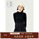 紫涵（ZIHAN）紫涵半高領(lǐng)純色針織衫女年冬季可愛(ài)學(xué)院風(fēng)寬松舒適打底衫 黑色 S