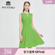MY TENO春夏新款綠色雪紡連衣裙收腰中裙無(wú)袖通勤 綠色 M