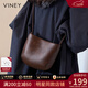 viney新款牛皮斜挎包包女包品牌單肩包生日女神節38婦女節禮物 【咖啡色】三八實(shí)用高級送老婆女友馬鞍包 輕奢時(shí)尚百搭休閑小眾洋氣水桶包