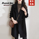 奧絲婕（Aosijie）高端品牌 雙面羊絨大衣女中長(cháng)款秋冬新款繭型顯瘦100%羊毛呢外套 鋼琴黑 M (116-135斤)