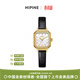 西普尼金表（HIPINE）手表女輕奢小方表金表女防水石英表純金999黃金手表女生日禮物 【鋯石白貝-黑帶】金重1g+