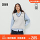 森馬（Semir）商場(chǎng)同款|長(cháng)袖襯衫女春季肌理襯衣V領(lǐng)背心2026兩件套101126105006