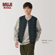 MUJI男式 輕量羽絨無(wú)領(lǐng)背心馬甲坎肩馬夾男裝男士25年冬季 AD0WAA5A 黑色 XL （180/104A）