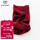 牧什 女士純羊絨麻花脖套100%山羊絨絞花純色圍巾八色羊絨圍脖JF03R1 酒紅色 均碼
