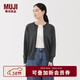 MUJI 女式羊毛可水洗高針距圓領(lǐng)開(kāi)衫 毛衣針織衫女裝上衣外套冬季 深灰色 L （165/88A）