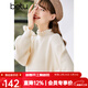 betu百圖女裝2022冬季新款毛針織衫慵懶風(fēng)木耳邊長(cháng)袖針織衫2211T35 杏色 L