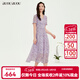 BUOUBUOUBUOUBUOU 2026春夏新款法式優(yōu)雅知性壓褶V領(lǐng)雪紡印花連衣裙女 紫色P61 M