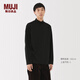 MUJI男式 起毛 半高領(lǐng)長(cháng)袖T恤 打底衫男款男裝25年冬季上衣 AB1MUA5A 黑色 M (170/92A)