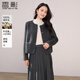 香影純羊毛小香風(fēng)外套女2025冬裝新款名媛風(fēng)灰色雙面毛呢短款大衣 深灰 M 160/84A/95-110斤