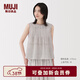 MUJI女式雕版印染無(wú)袖罩衫上衣女款背心坎肩女裝25年夏季純棉 灰色圖案 L （165/88A）