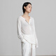 322 WORKHOUSE針織上衣女2026新款春夏裝薄款亨利領(lǐng)長(cháng)袖罩衫白色打底衫T恤R591 白色 M (S/M)